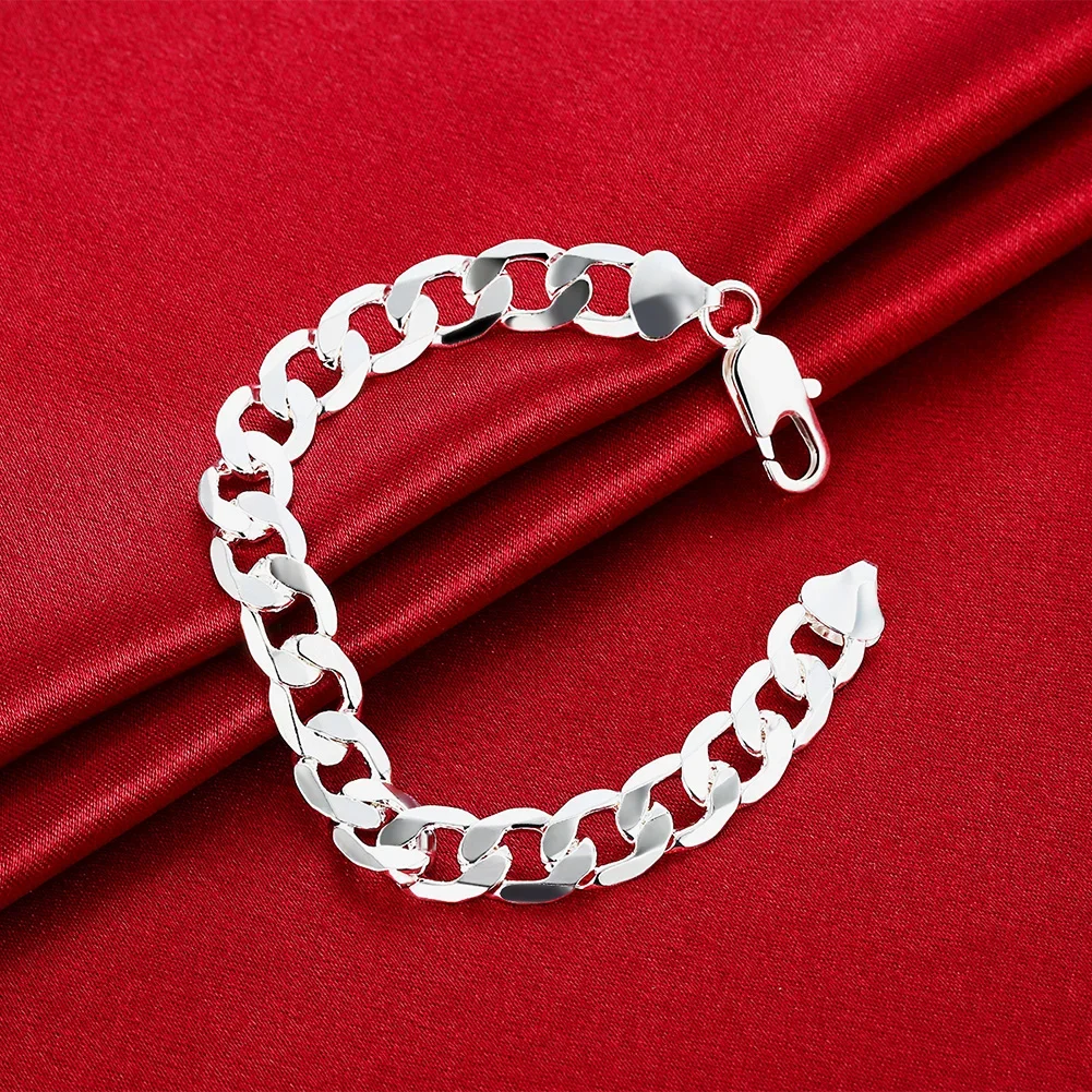 

Hot 925 Sterling Silver Classic 10mm Geometry Chain Bracelets For Men'S Women Fashion Party Fine Noble Jewelry Christmas Gifts
