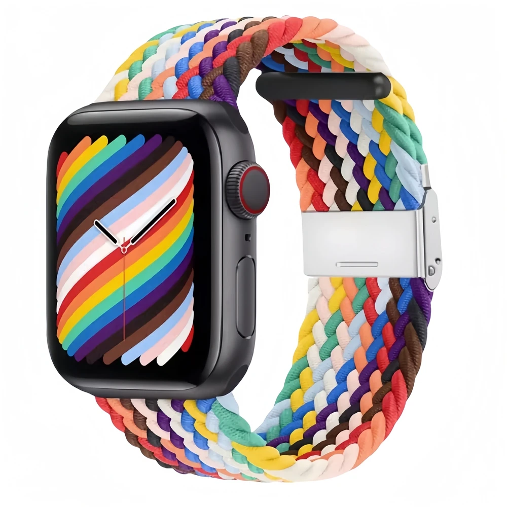 Bracelet en nylon tissé pour Apple Watch, bracelet de remplacement, boucle, iWatch 4, 5, 6, SE, 40mm, 44mm