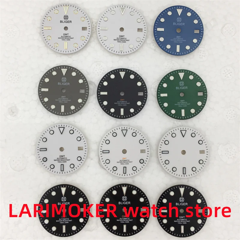 

BLIGER 29mm sterile dial green luminous fit NH34A NH34GMT DG3804 NH35 NH36 ETA2824 PT5000 Miyota Mingzhu2813 Automatic movement