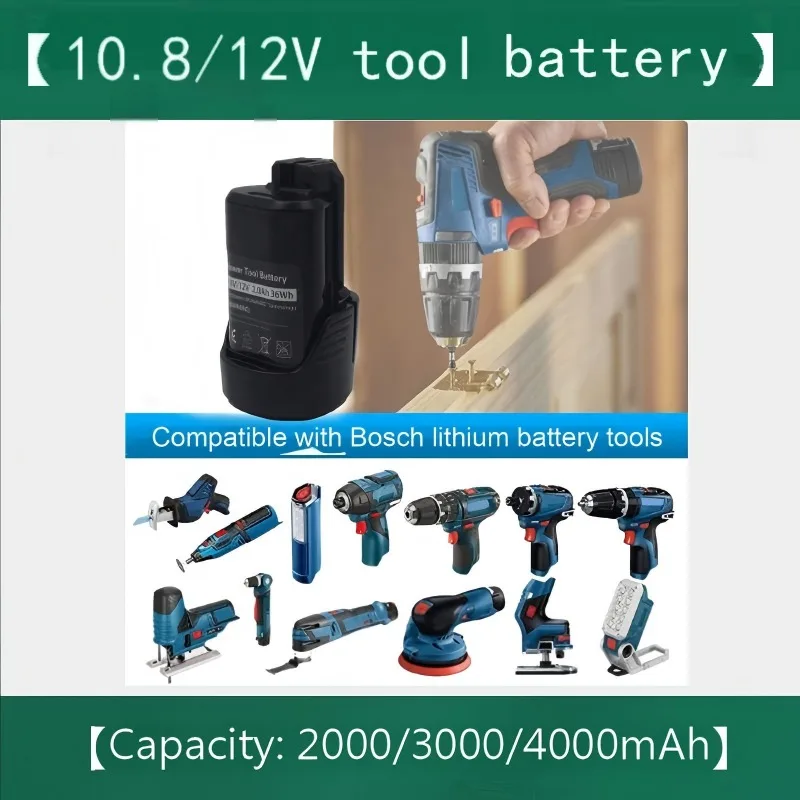 Replacement Battery for Bosch BAT411 12V Power Tools - High Capacity 2000mAh-4000mAh Lithium Ion Drill Battery Pack