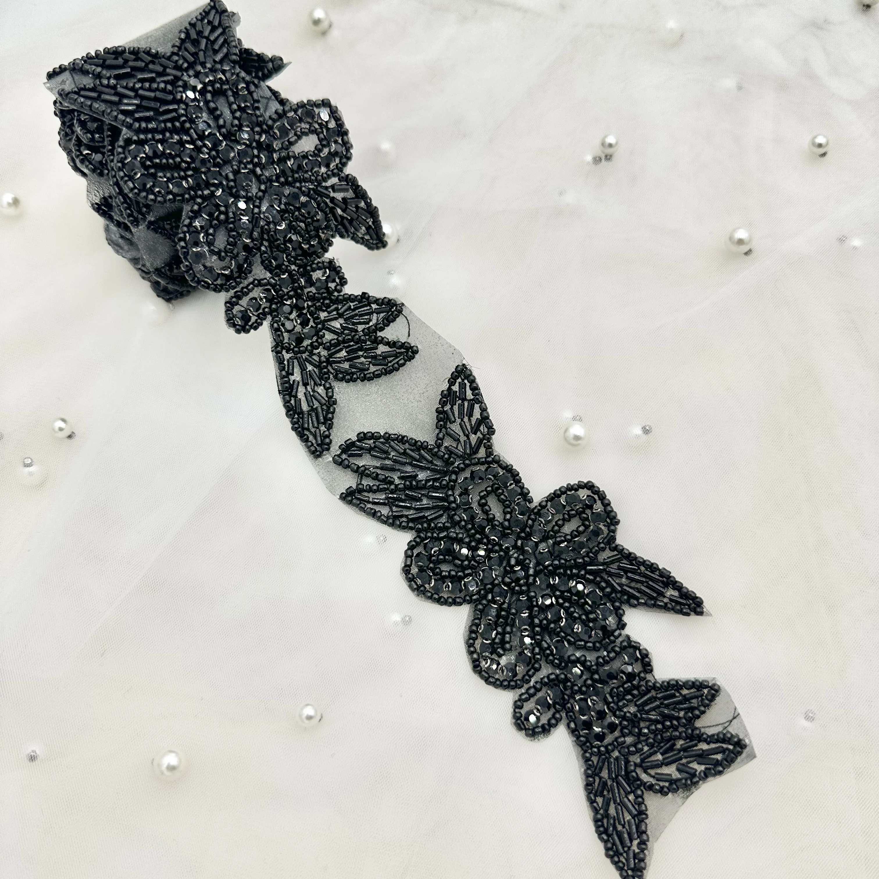 Golden Hand-Sewn Glass Rhinestone Heat Melting Adhesive Back Patch Women's Wedding Dress Waist Belt Chest Flower DIY Beading