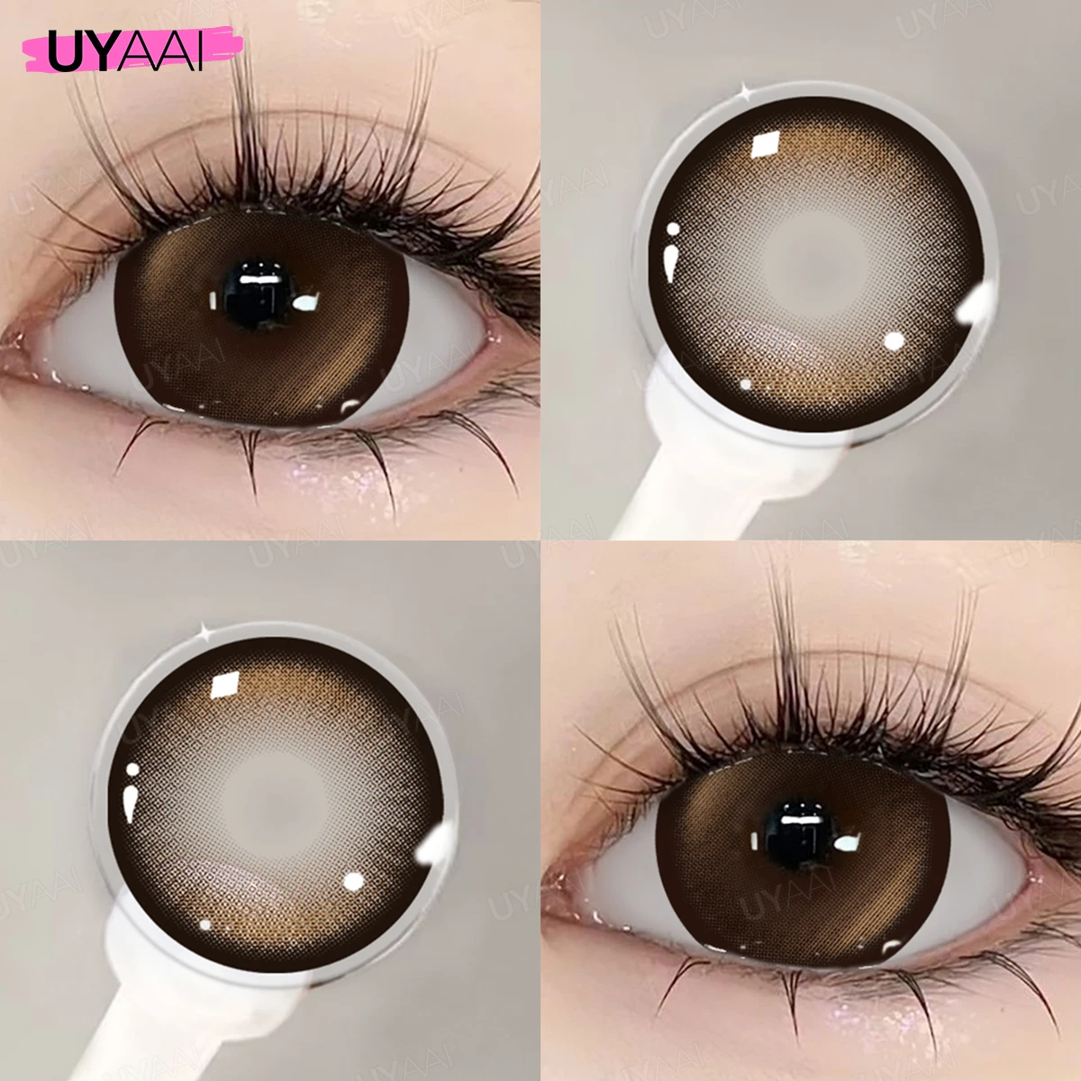 UYAAI Schwarze Linsen mit großem Durchmesser, 14,2-14,5 mm, farbige Kontaktlinsen für die Augen, große Augenlinsen, natürliche braune Linsen – Detail 23