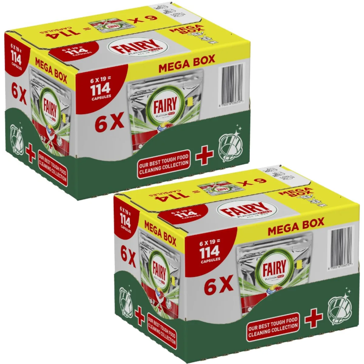 2X Vaatwascapsules FAIRY Platinum Plus All in One Lemon 114 stuks