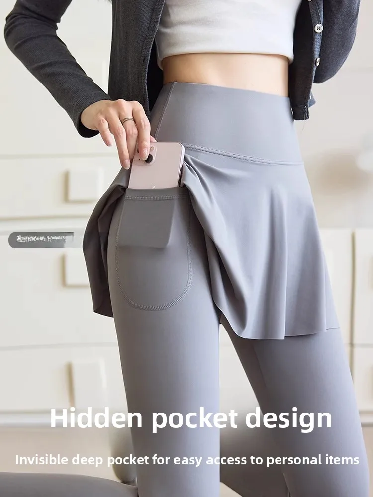 Hoge taille Fce gevoerde Sl yogabroek Damesbasislaag Broekrok Hoge taille Negen stuk Fitn Nylon Spandex Buik C...