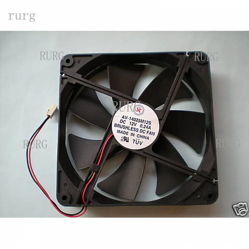 R+ 1-piece brushless DC cooling fan, 7 blades, 12V, 140x140x25mm, 14025, 2-pin connector