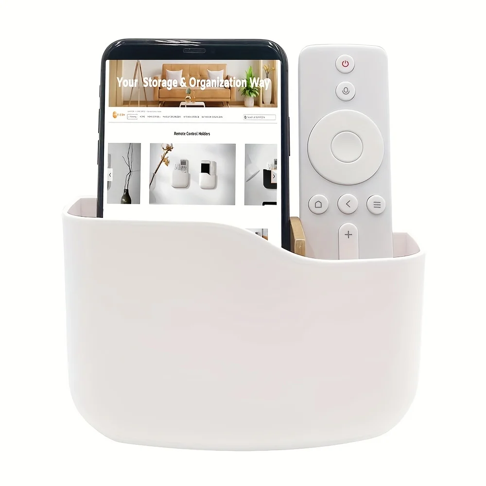 Wall/Bedside Remote Control Holder Multi-function Remote Control Storage Box for TV Air Conditioner Phone Plug Hanging Holder