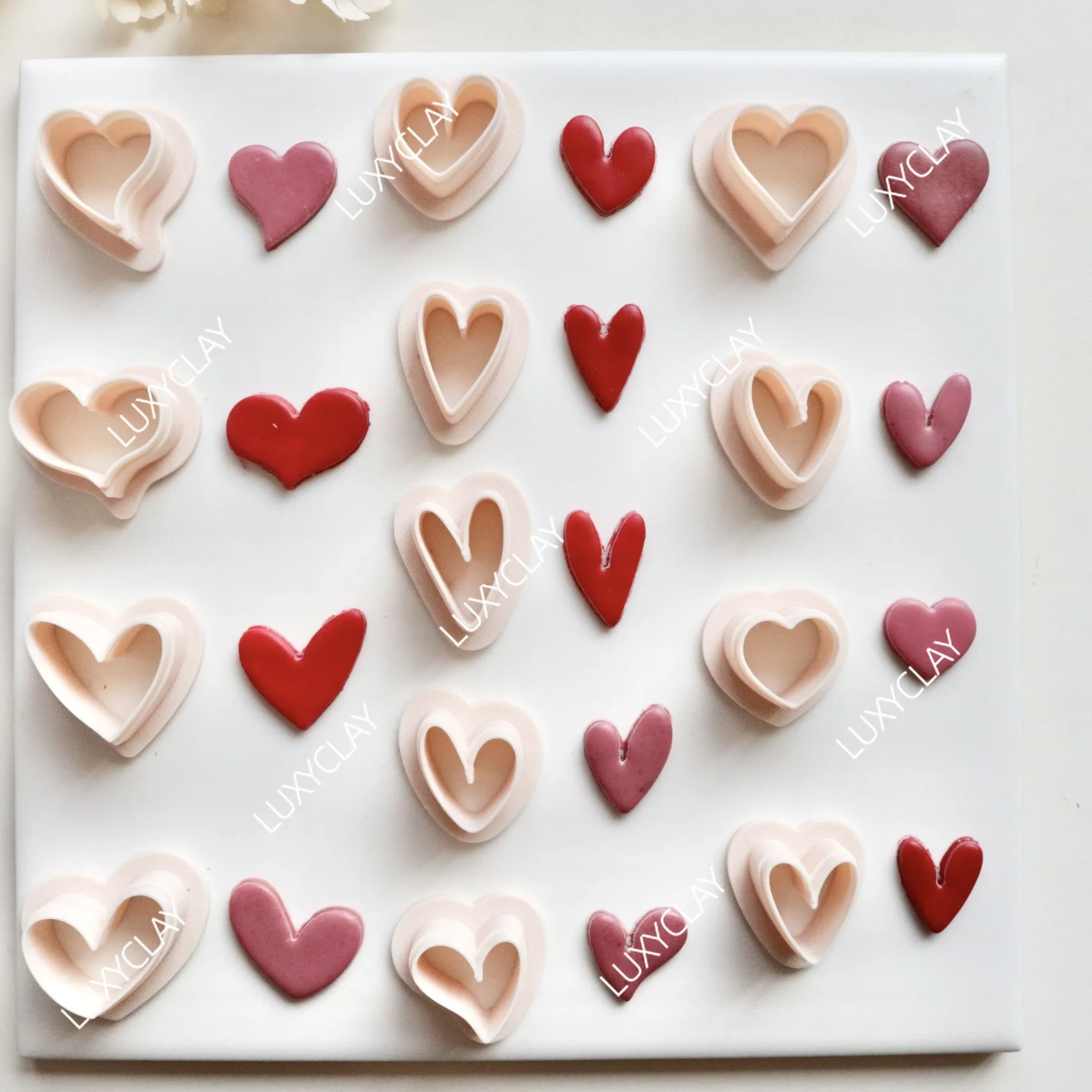 13pcs Valentine's Day Heart Shape Clay Molds, Abstract Heart Pattern Polymer Clay Cutters for Pendant Earring & Jewelry Making