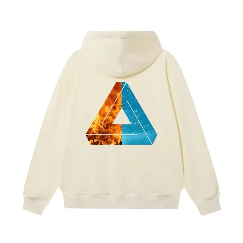 DESIER CFZY Trendy Triangle Print Hoodie Sweatshirt Unisex Loose Thin Top Water And Fire Unison Fashion Statement Streetwear