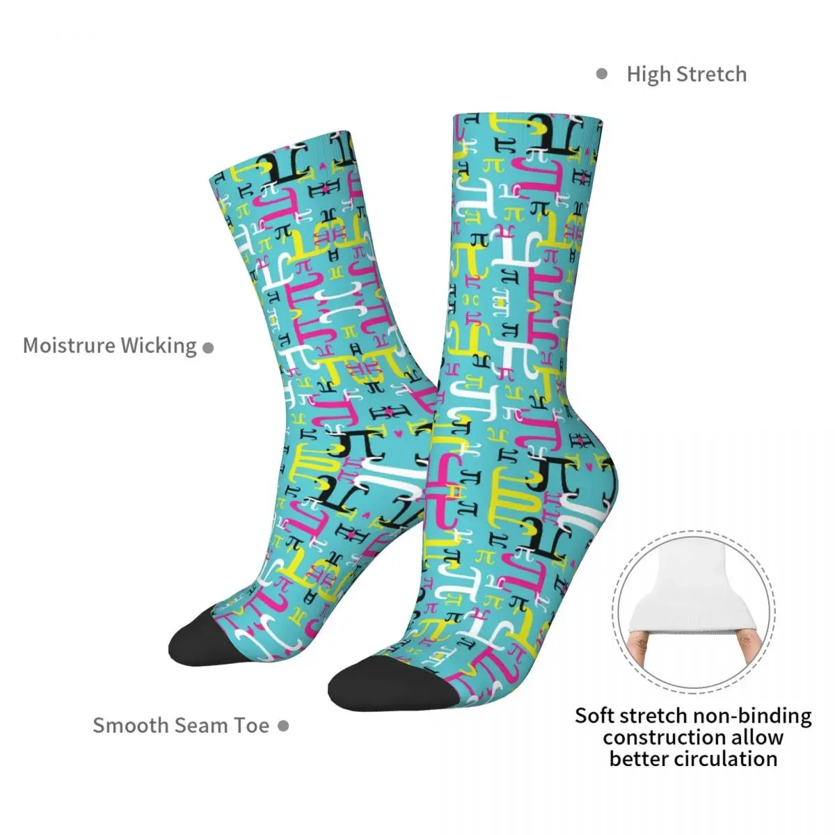 Pieces Of Pi (CYMK) Socks Harajuku Sweat Absorbing Stockings All Season Long Socks Accessories for Man Woman's Birthday Present