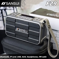 SANSUI F29 Portable Wireless Bluetooth Speakers FM Radio Outdoor HI-FI Subwoofer Supports Headphone Output USB Drive TF Card AUX