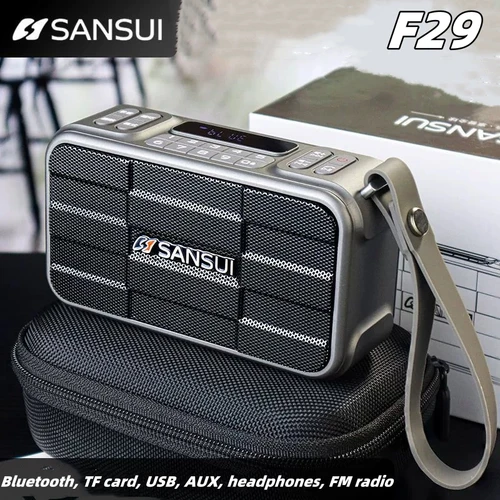 Imagen 1 del producto SANSUI F29 altavoces Bluetooth inalámbricos portátiles Radio FM subwoofer HI-FI para exteriores compatible con salida de auriculares unidad USB tarjeta TF AUX