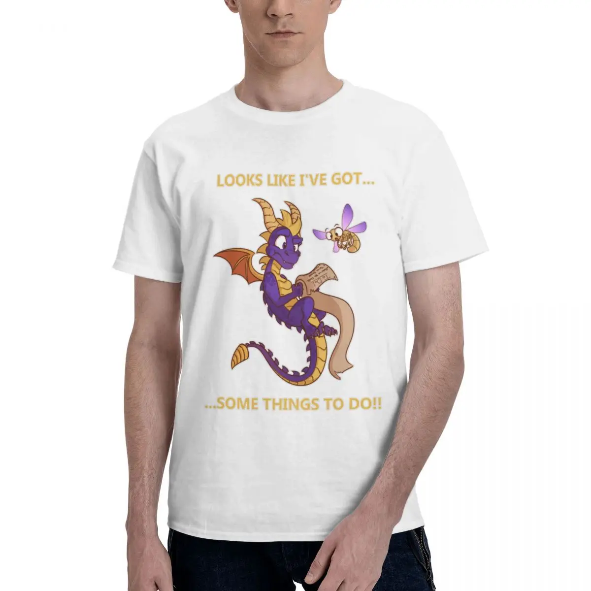 Men Spyro The Dragon Game Funny T Shirt Streetwear Big Size Cotton Crewneck Custom Sleeve T Shirt Men