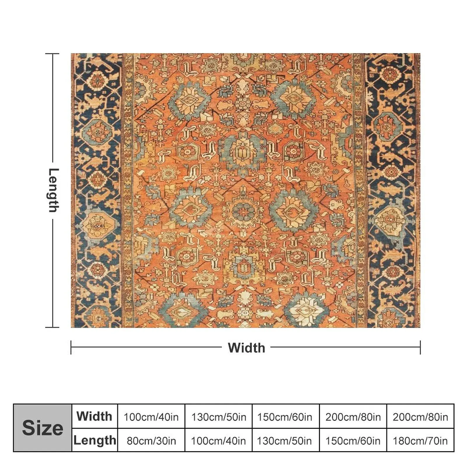 Antique Persian Heriz Rug Print Throw Blanket Travel cosplay anime Blankets Sofas Of Decoration Sofa Blankets