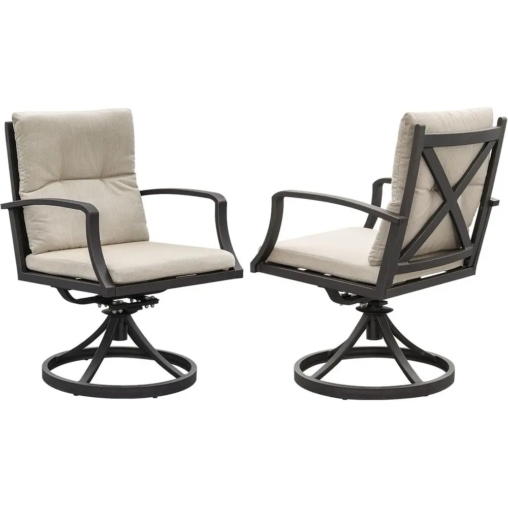 

2-Piece Outdoor Swivel Dining Chair Set with Cushions, Weather-Resistant Patio Furniture for Garden, Deck, Backyard, Pool - Gunm