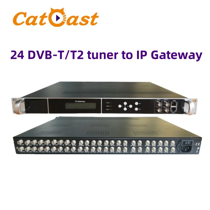 24 FTA DVB-T/T2 Tuner to IP Gateway  IPTV hotel CATV system Gateway Tv Channels Receiver