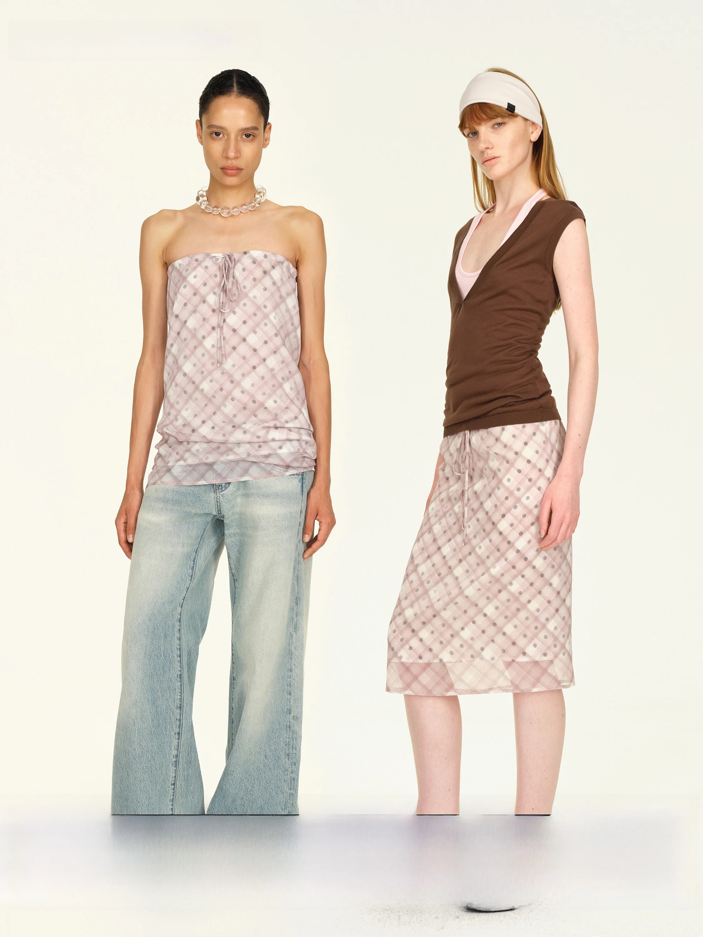 

Юбка True by Nature в клетку с завязками, прямой крой, двусторонняя, повседневная, женская, со средней талией, из полиэстера.