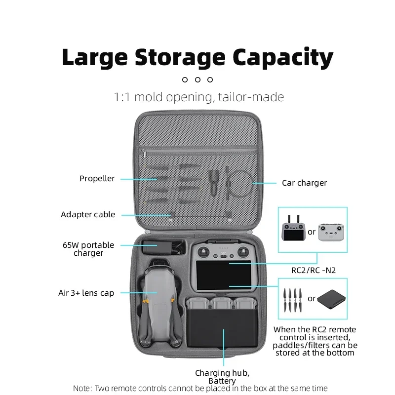 Waterproof PU Handbag For DJI Air 3/Air 3S Multifunction Storage Shoulder Bag Controller Battery Protector Case Drone Accessory