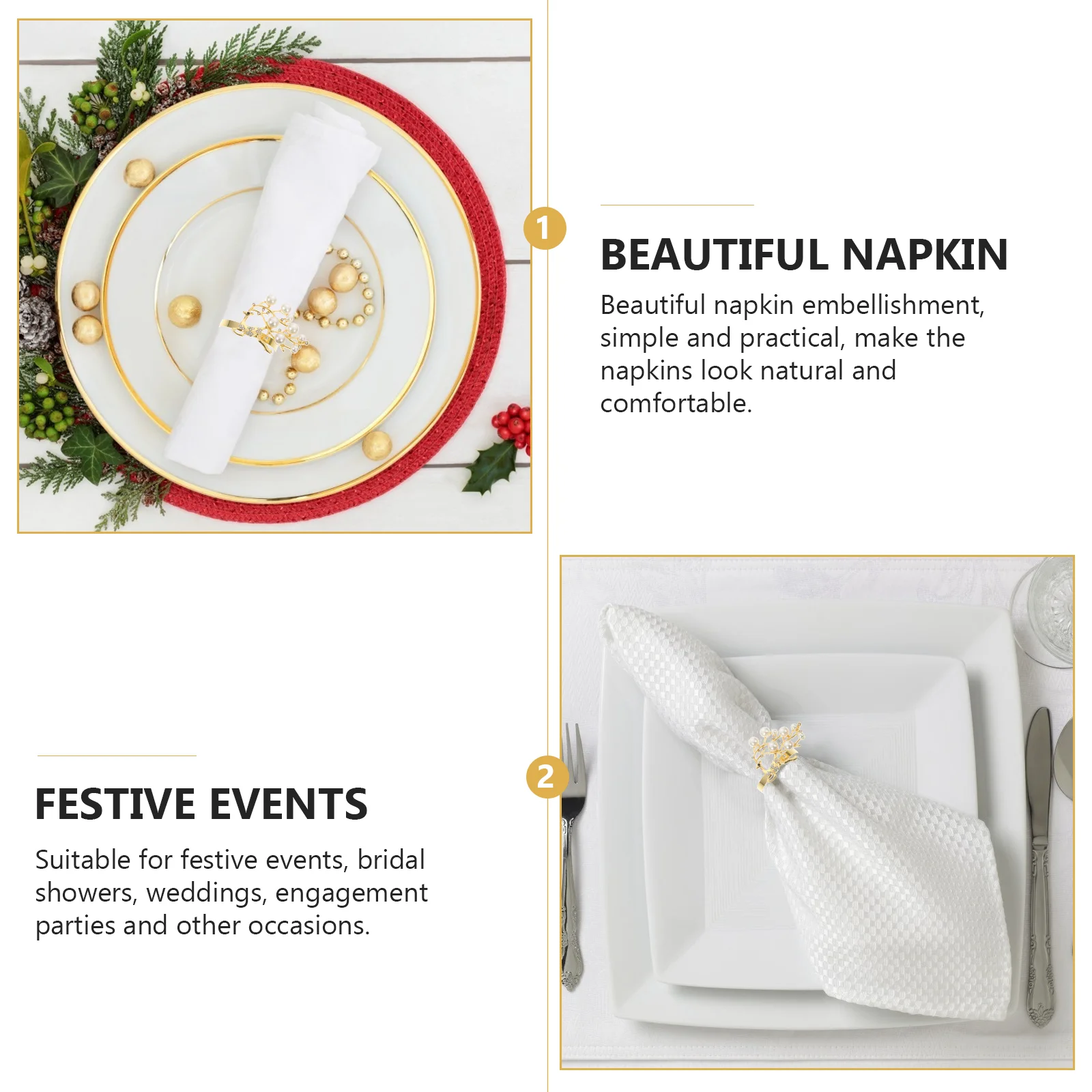 Star Christmas Napkin Rings Decoration Decorative Circles Metal Golden Stainless Steel Banquet Holders