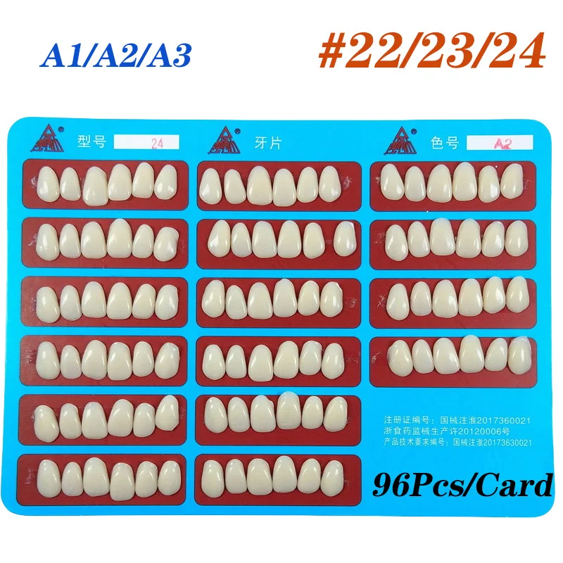 96 Stück/Karte Zahn zähne Furniere Harz #22 a1/a2/a3 temporäre Zahn reparatur Kit Bleaching Lücken Schönheit Zahnarzt Porzellan liefert