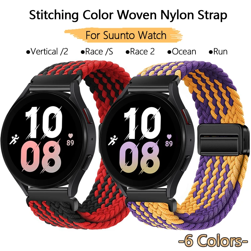 Woven Nylon Magnetic Buckle Strap For Suunto Race S Vertical 2 Run 9 5 3 Peak Pro Stitching Color Elastic Belt Replace Wristband