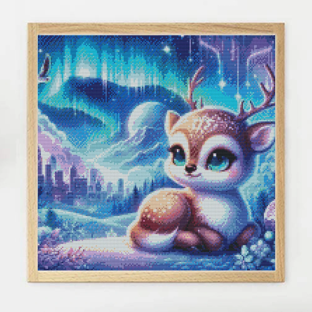 

Momoart Cross Stitch Kit Deer Animal DIY 11ct Aurora Embroidery Supplies Cartoon Needlework New Collection Home Decoration