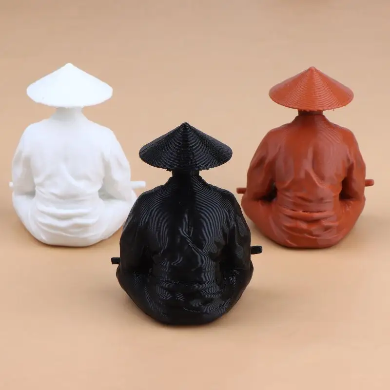 Meditating Wielding Samurai Figurine Oriental Zen Style Plastic Ornaments Desktop And Home Decoration Statue