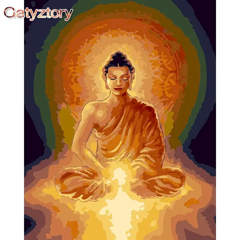 

GATYZTORY 60x75cm Frame DIY Painting By Numbers On canvas Picture Paint Buddha Scenery DIY Drawing By Numbers Artwork Home Decor