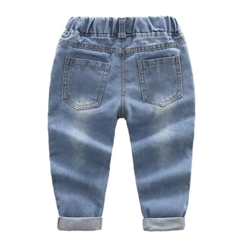 New Spring and Autumn Children\'s Boy Jeans Elastic Waist Donald Duck GOOFY Dog Denim Pants Cowboy Casual Trouser Q100