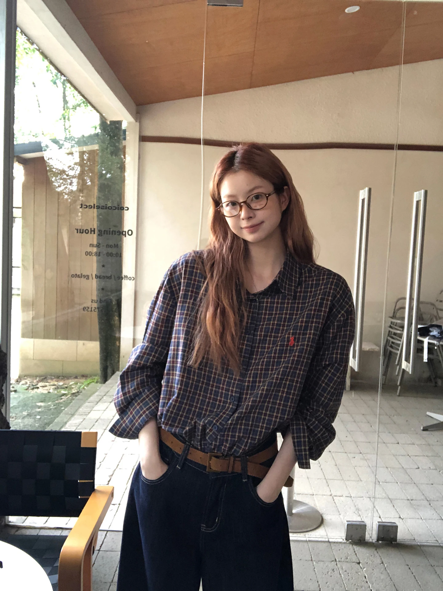 

Женская клетчатая рубашка Red Dot Store с длинным рукавом, весна 2026, новая модель, простой стиль, для повседневной носки, хлопковая, с воротником, средней длины, на пуговицах