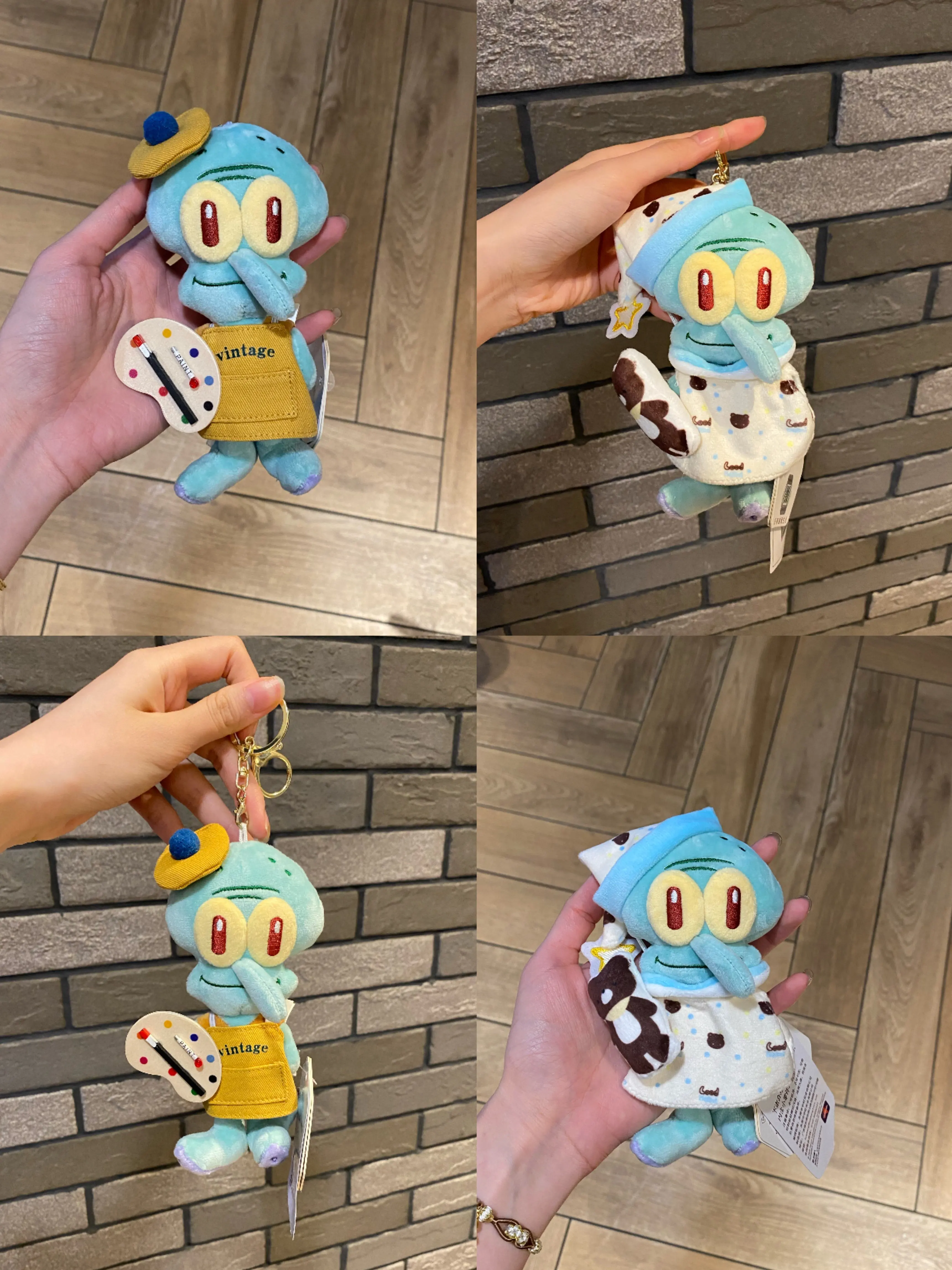 

SpongeBob SquarePants Squidward Artist Pendant Cute Cartoon Painter Keychain Hanging Ornament Collection Bag Charm Backpack