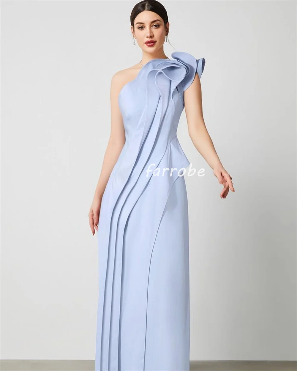 Customized Fashion Formal Pleat Ruched Draped Straight One-shoulder Midi Dresses Bespoke Occasion Dresses Exquisite Classic