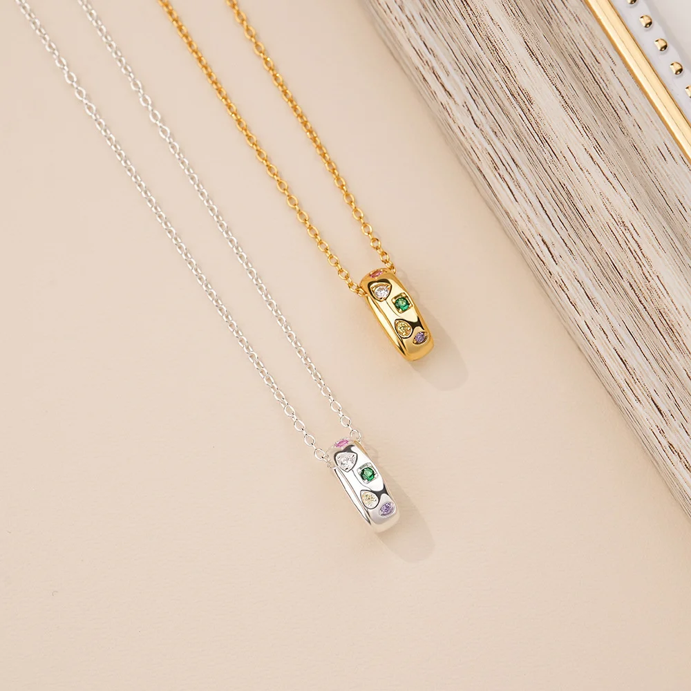 

Korean S925 Colored Zircon Circle - Euro Stylish, Luxury Unique Pendant Premium Women's Collar