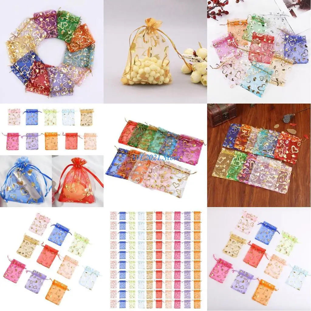 

G5GC Set of 100 Organza Bag with Drawstring Closure Small for Festive Gifting