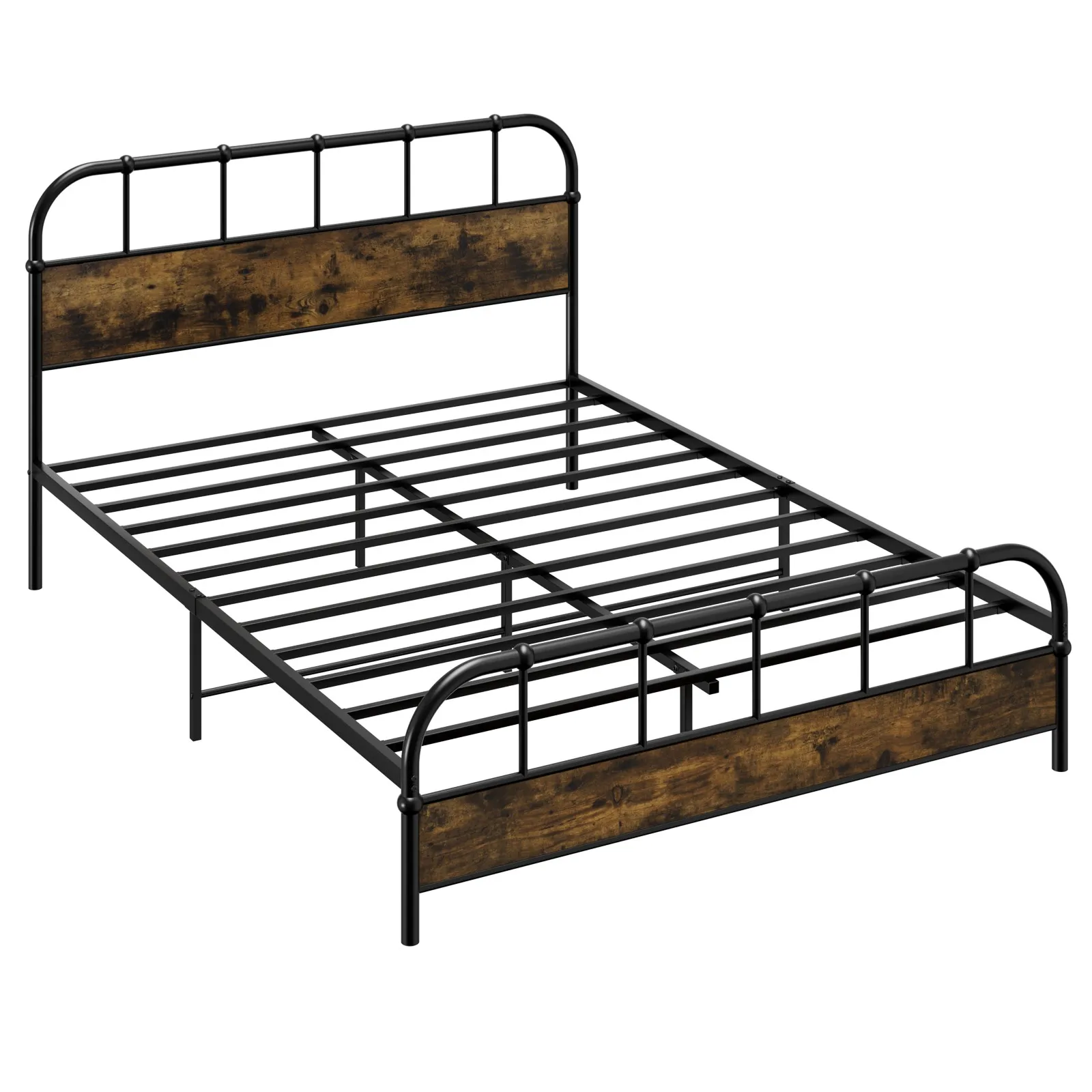 

Industrial Metal Platform Bed Frame Headboard Mattress Foundation Queen Size