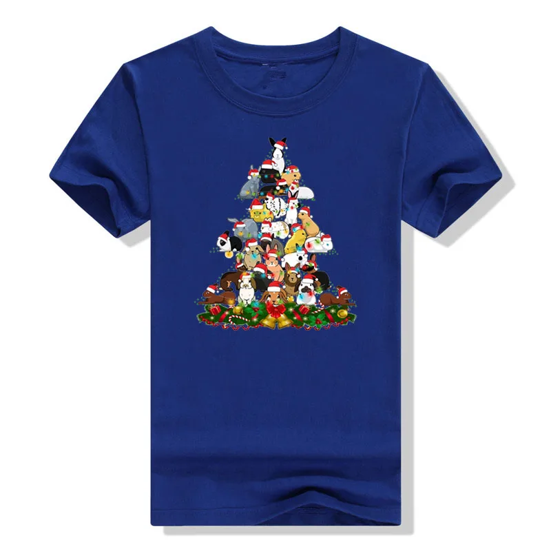 Bunny Christmas Tree Graphic T-Shirts Funny Rabbits Printed Aesthetic Clothes Basic Cotton Outfits Family Matching Tee Xmas Gift