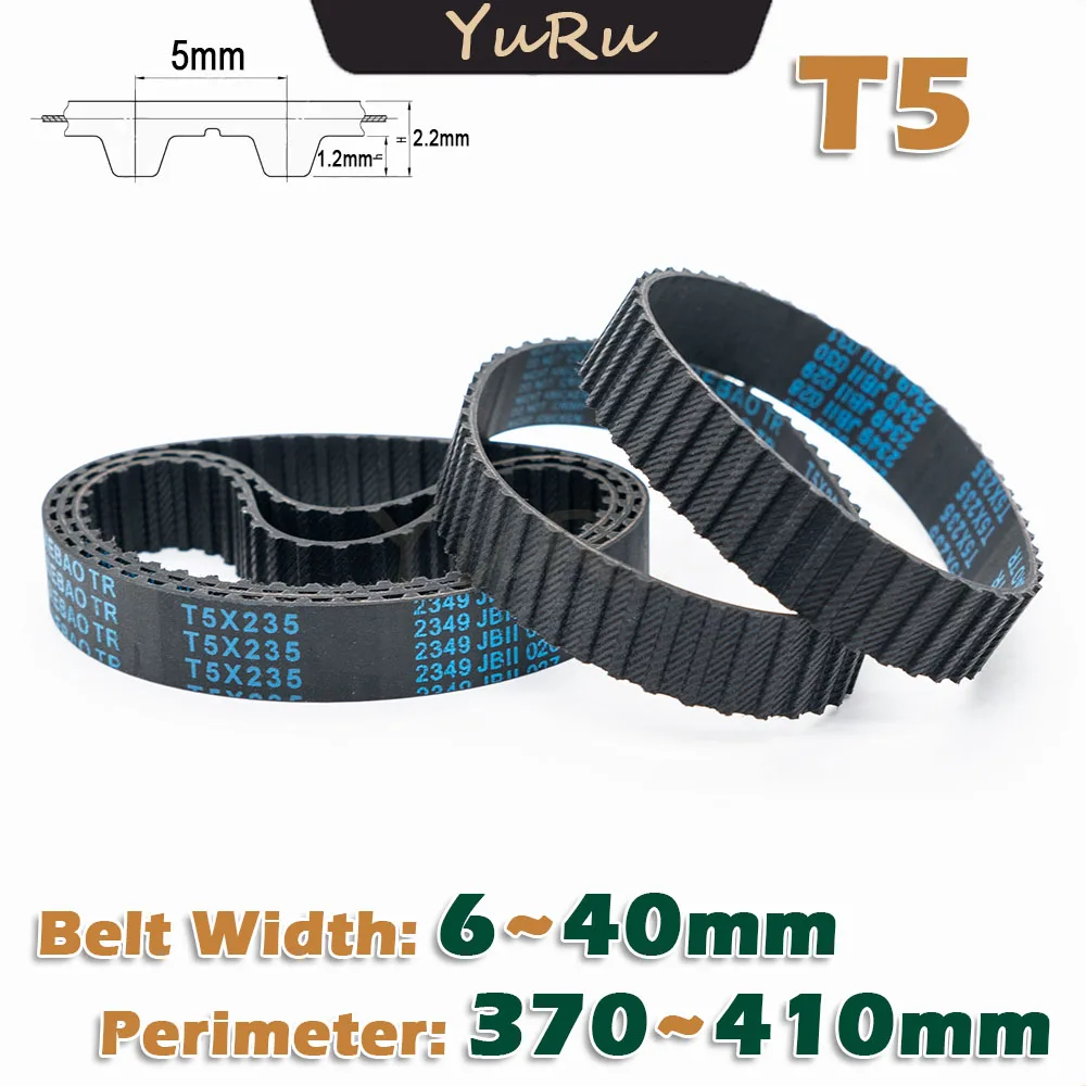 T5 Type Closed Loop Rubber Timing Belt Perimeter 370 375 380 385 390 395 410 400 405mm Width 6~40mm CNC Drive Transmission Belt