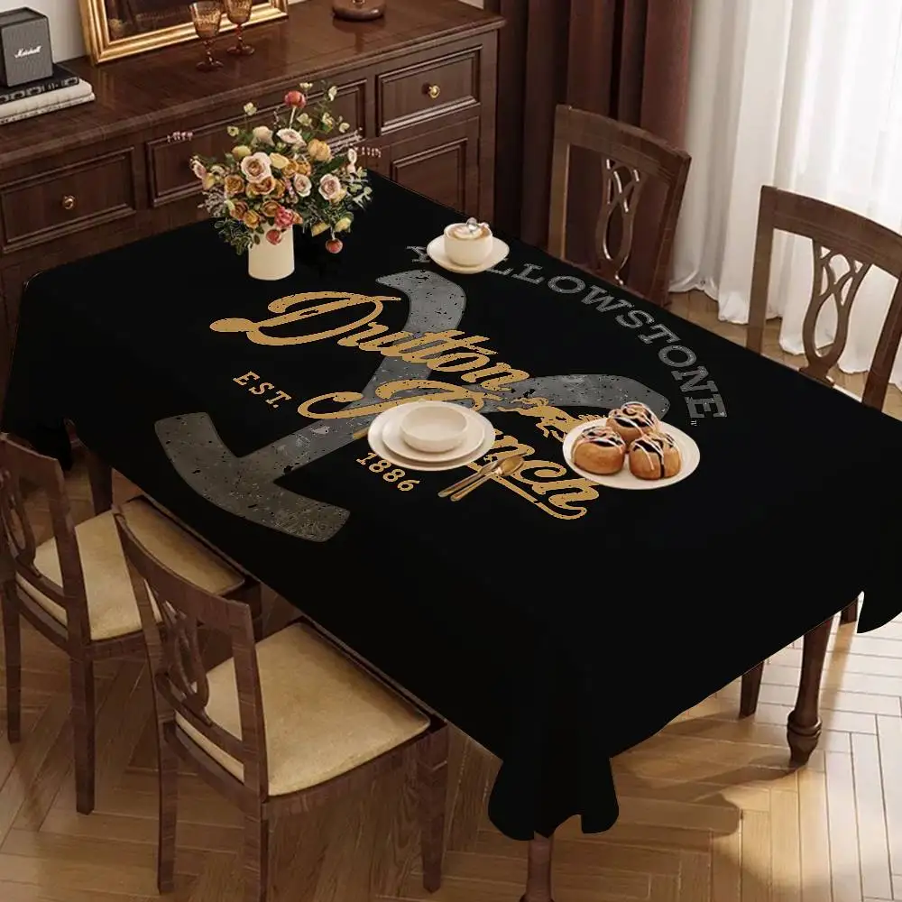 Popular Y-Yellowstone D-Dutton R-Ranch Themed Polyester Tablecloths Cute Designs for Home Kitchens Patios Tablecloth Decoration