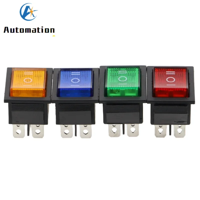1pcs KCD4 Latching Rocker Switch Power Switch 2/3 Position 6/4Pins Electrical Equipment with Light Switch 16A 250VAC/ 20A 125VAC