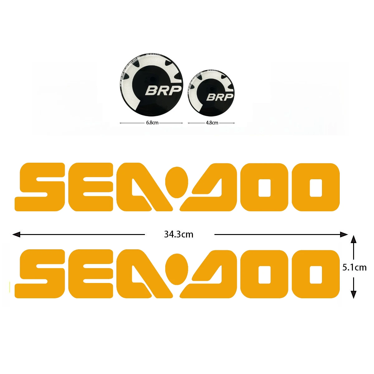 Jet-Ski-Aufkleber 68mm Epoxy-Emblem 48mm Abzeichen SEA-DOO Bootsaufkleber Vinyl-Dekal Zubehör RXP RXT GTI Spark GTX Für BRP SEADOO