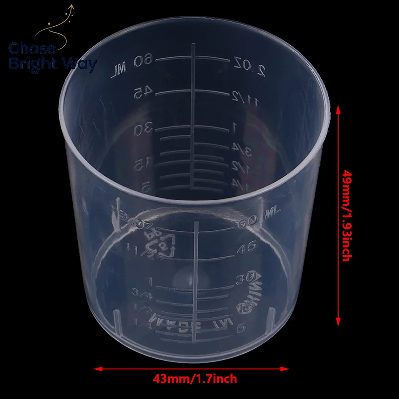 10Pcs 60ML Laboratory Plastic Graduated Measuring Cup Clear Scale Show