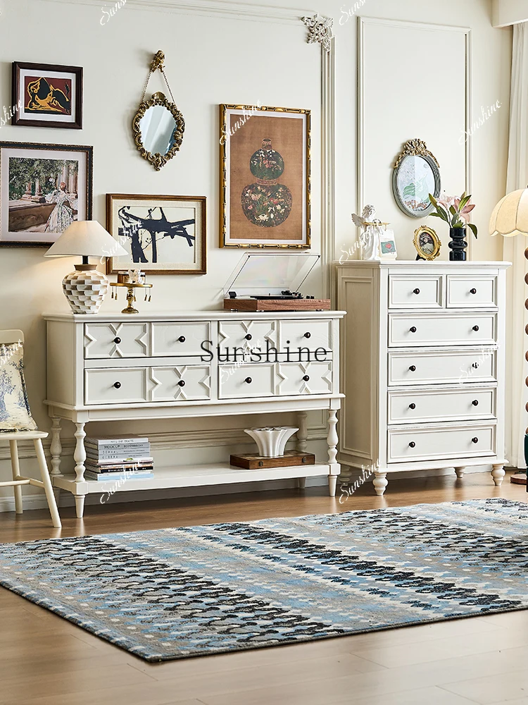 American cloud white solid wood chest living room against the wall storage middle antique porch partition dining side  FT