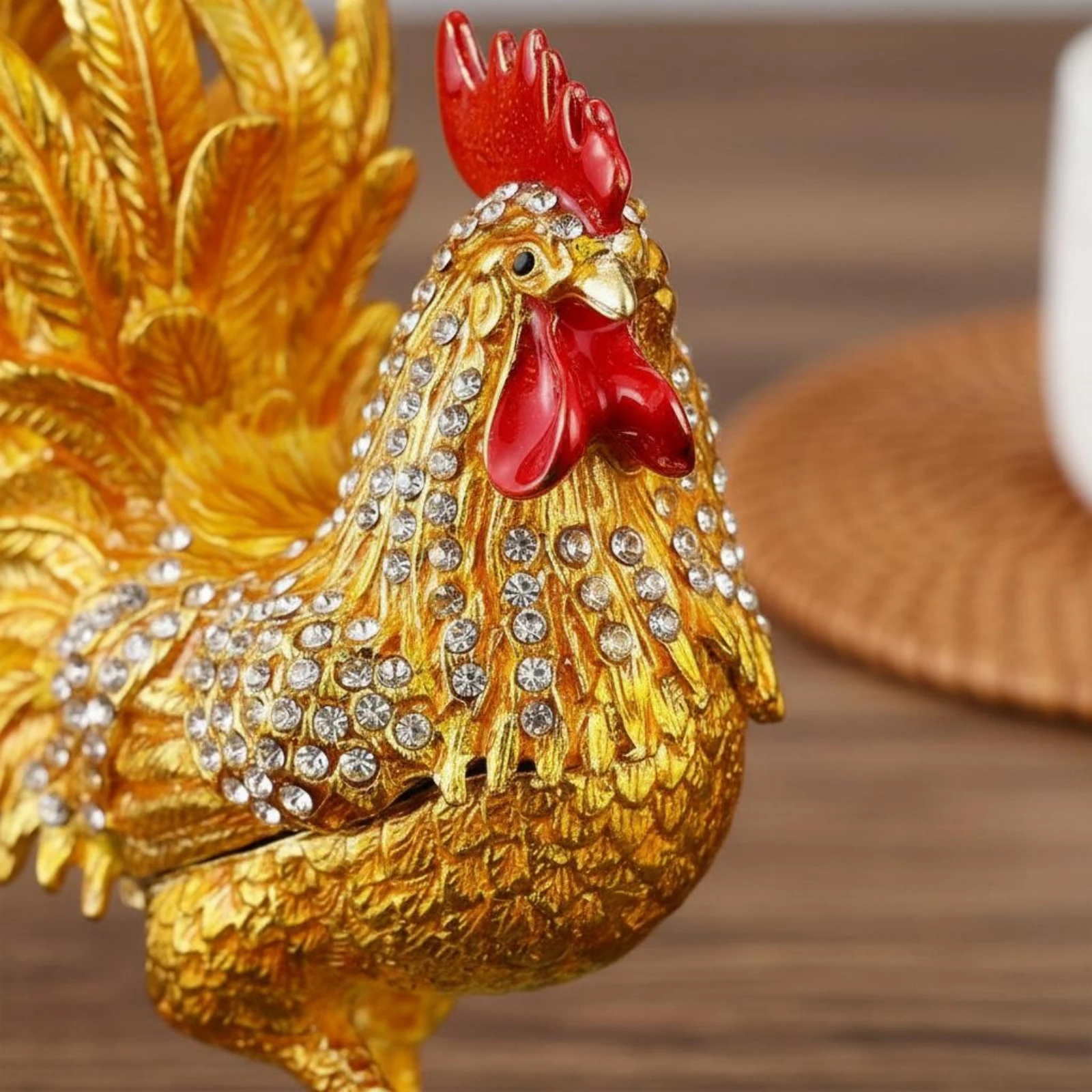 

Metal Cockerel Statue Decorative Cockerel Ornament Home Decor Collectible Jewelry Storage