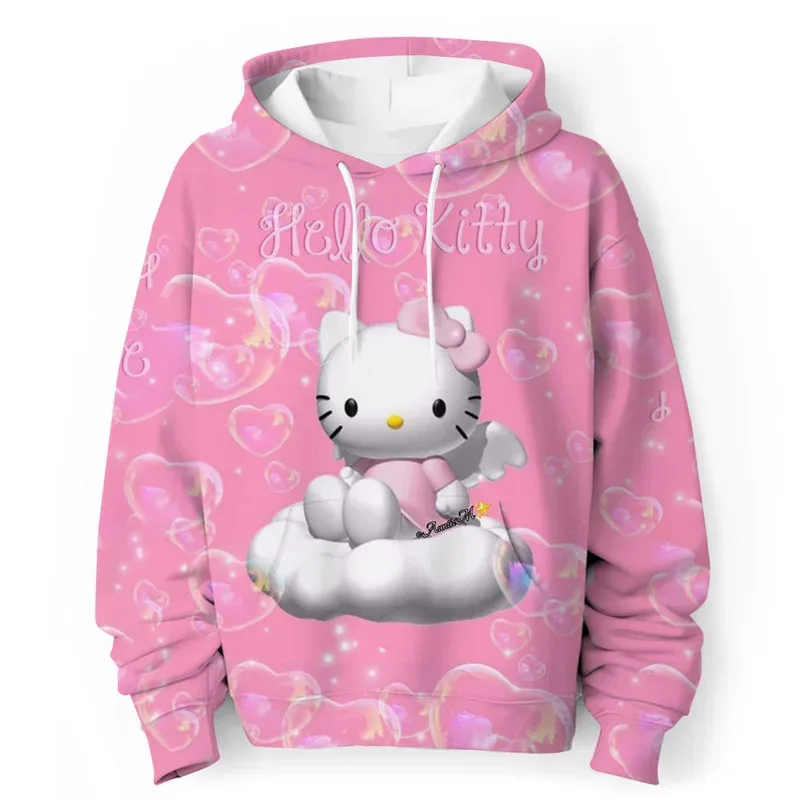 Hello Kitty Kuromi 3D Printed Children's Hoodie Sweatshirt Daily Outdoor Casual Children's Pullover