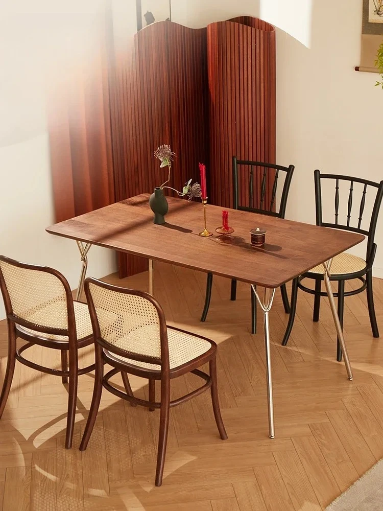 

N Small Apartment Rectangular Dining Table Household Solid Wood Mid-Ancient Dining Table