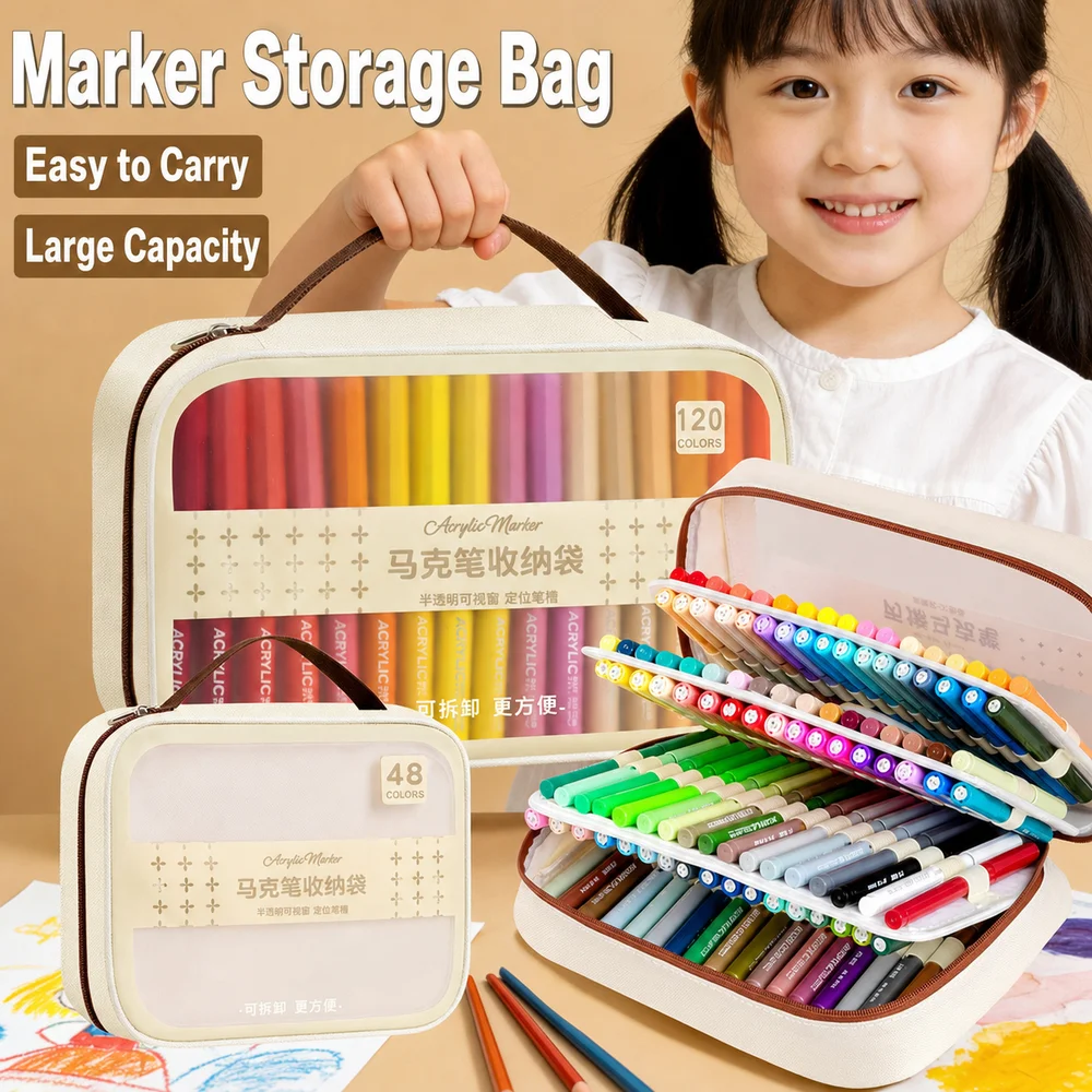 Portable Art Pen Organizer Lightweight Large Capacity Pen Holder Pu Canvas Pencil Pouch Water Resistant For Professional Artists
