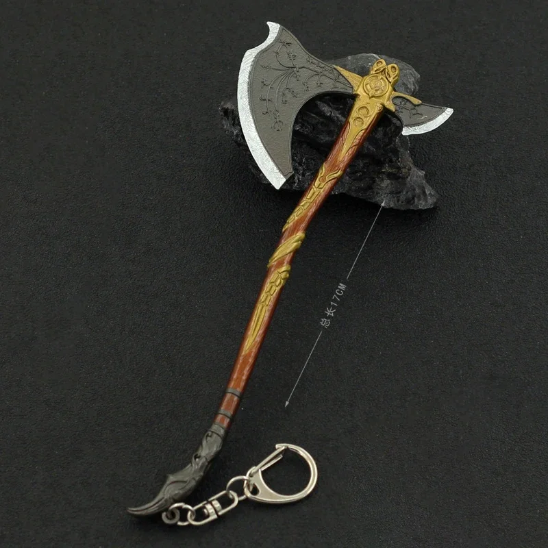 God of War Leviathan Axe Kratos Keychain Game Full-level Weapon Model Katana Metal Sword Samurai Toys for Boy Children Gifts