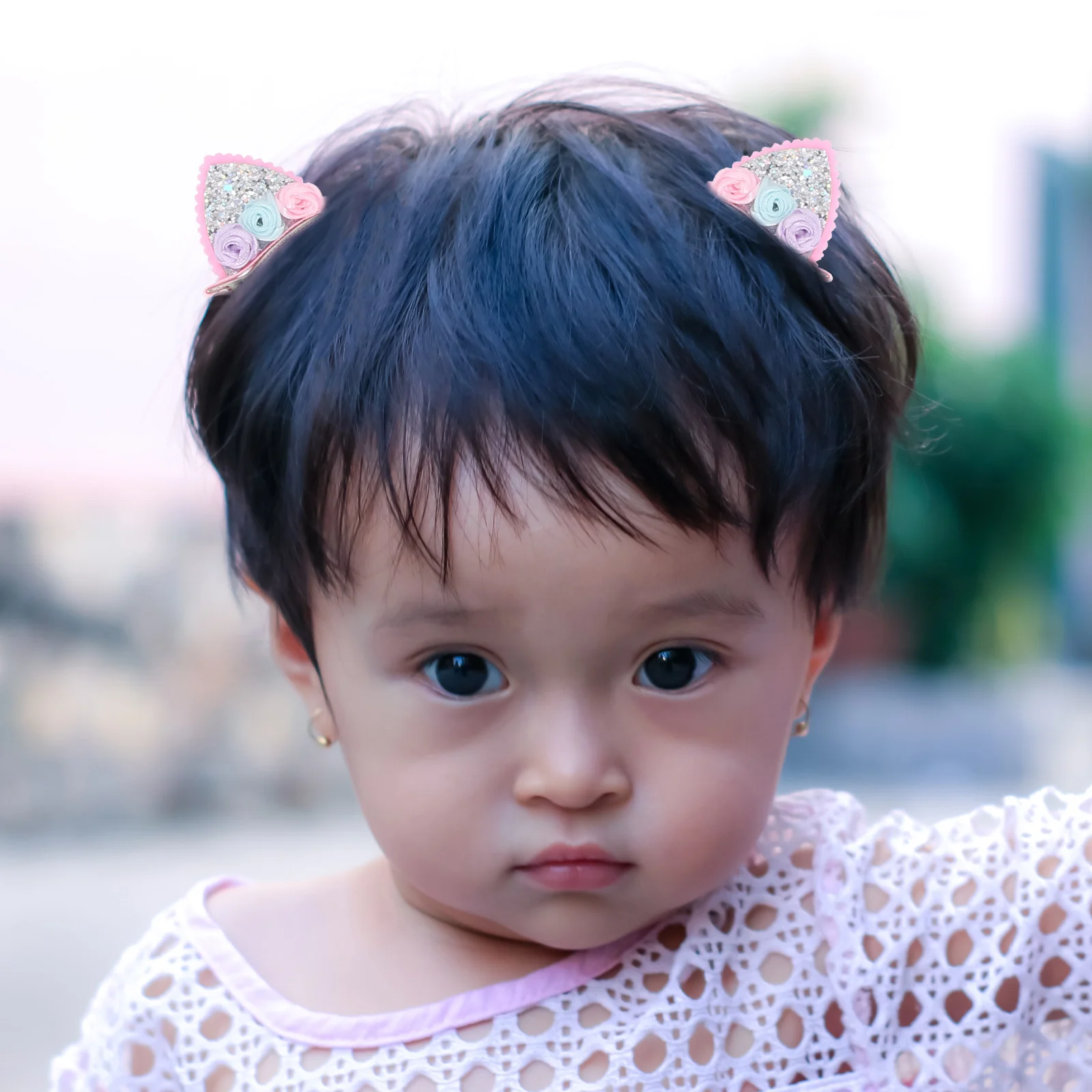 

18Pcs Cat Ear Shape Hair Clips Kids Glitter Headdress Adorable Fashion Hairpins Cat Ear Hairpin Kids Glitter Hairpin
