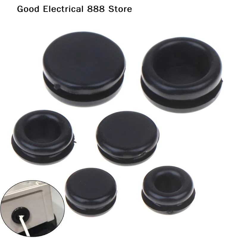【G】10/20Pcs Black Round Grommet Protective Coil Double-sided Rubber Firewall Hole Plug Retaining Ring Car Electrical Wire Gasket