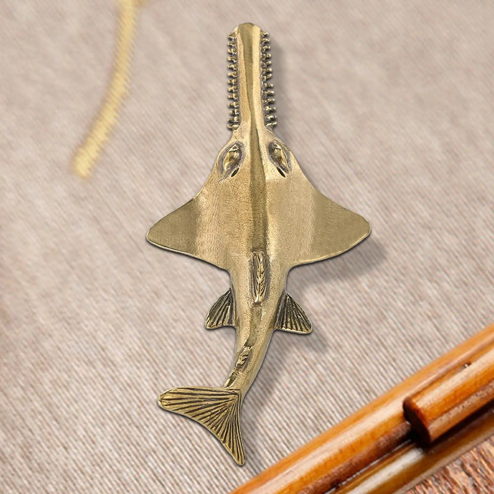 Brass Behemoth Sawfish Decor Retro Copper Craft Decoration Antique Store Decoration Behemoth Sawfish Statue for Bedroom Home