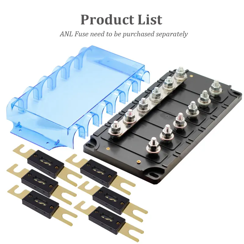 Waterproof 6 way Car Automotive Auto Bolt down Bolt on Screw Type ANL Fuse Box Block Holder